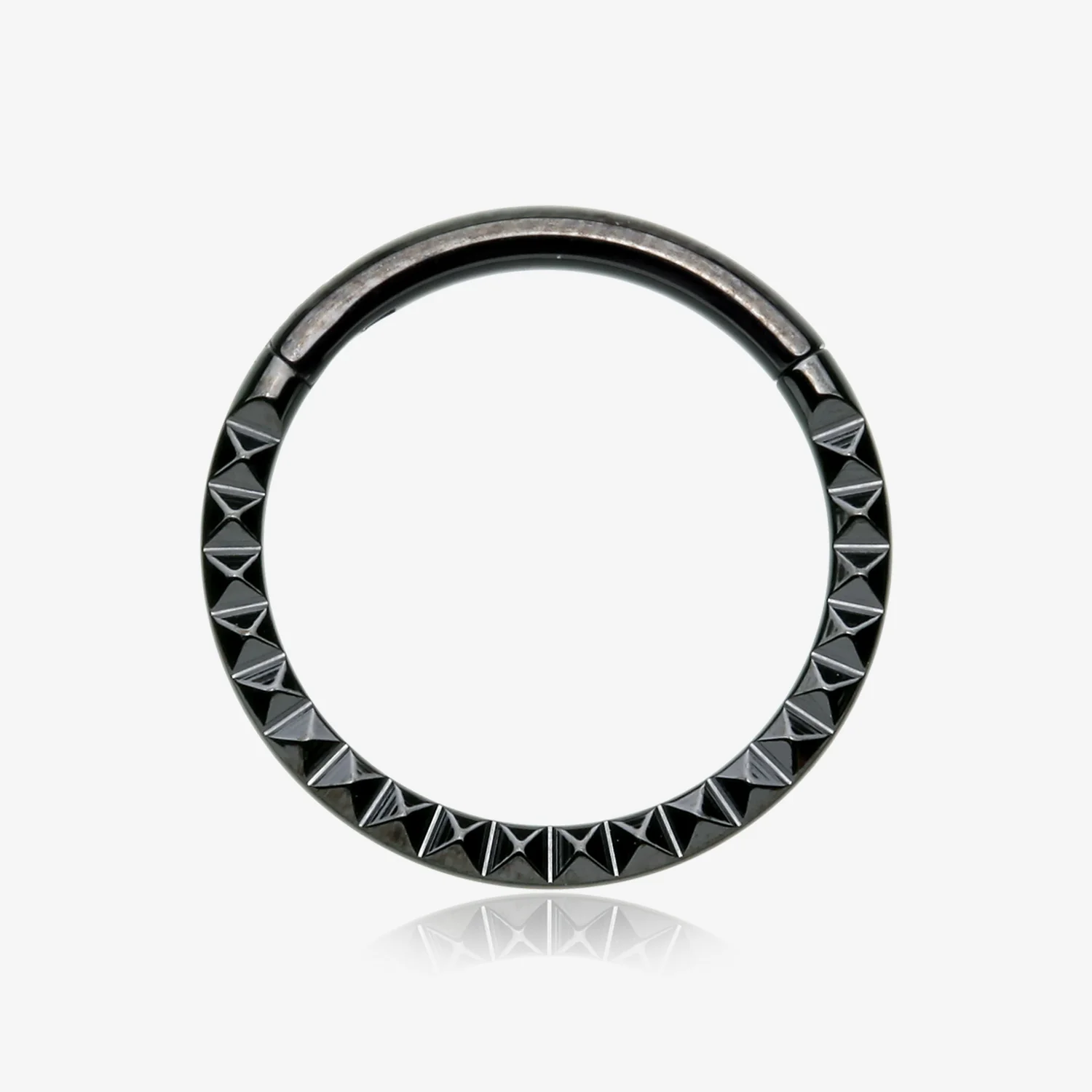 Blackline Pyramid Studded Geometric Seamless Clicker Hoop Ring