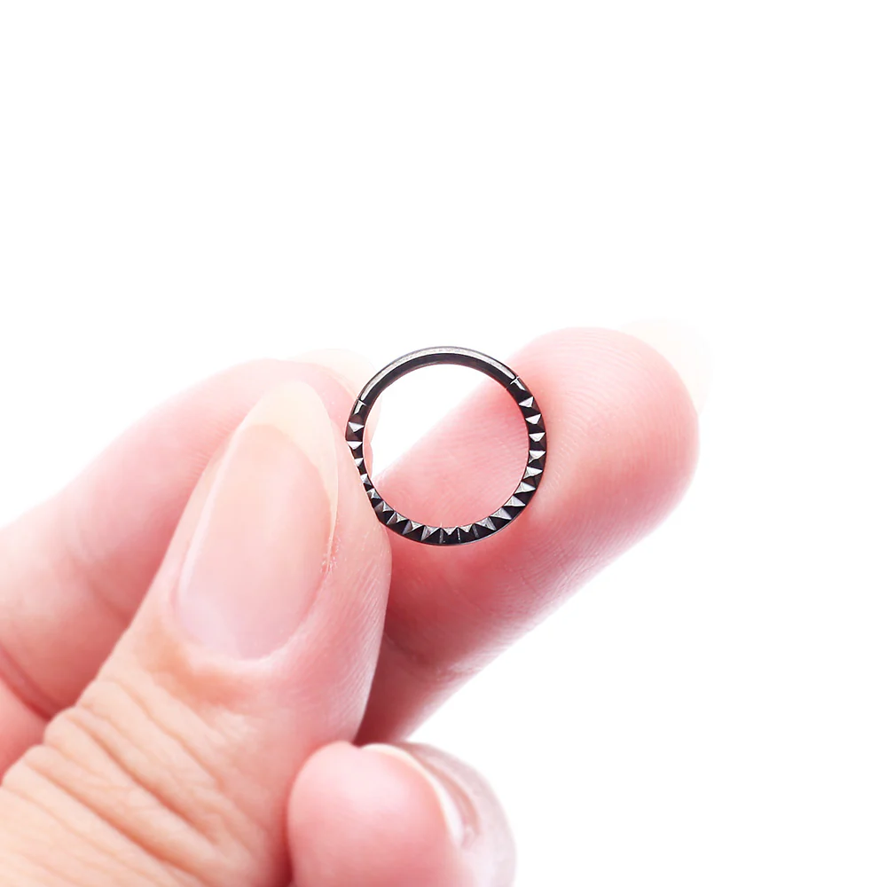 Blackline Pyramid Studded Geometric Seamless Clicker Hoop Ring - Image 5
