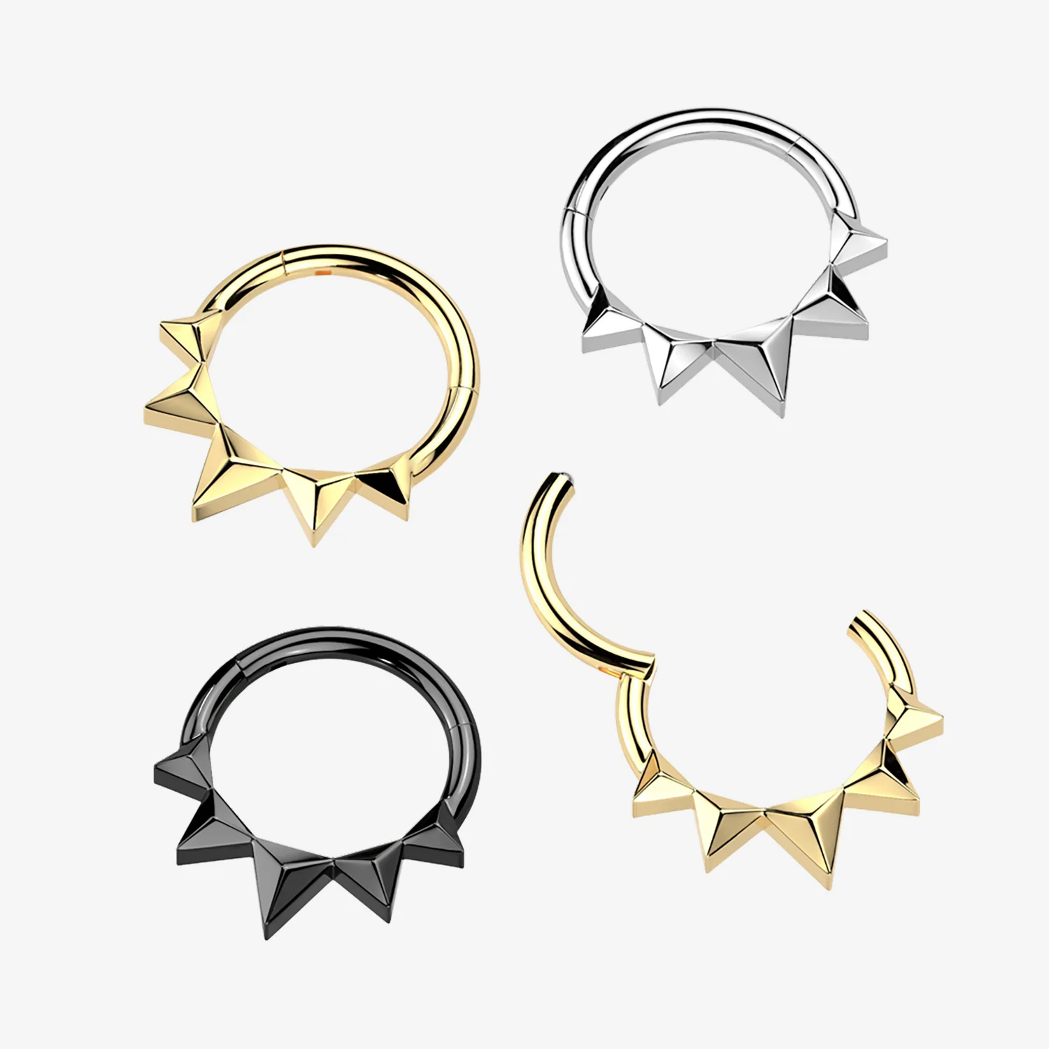 Blackline Quinta Triangle Prism Spike Clicker Hoop Ring - Image 2