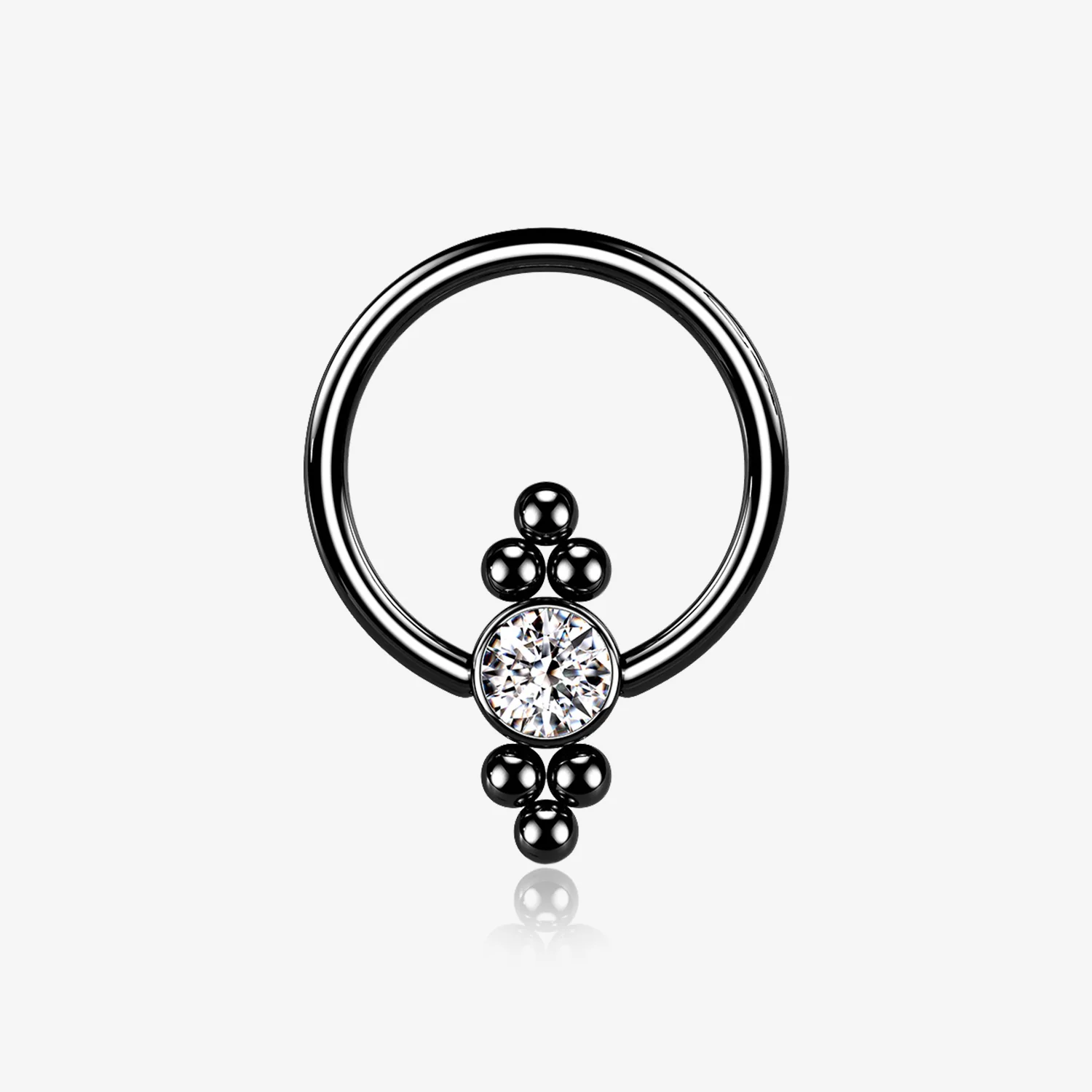 Blackline Royal Bali Essence Beaded Steel Captive Bead Ring