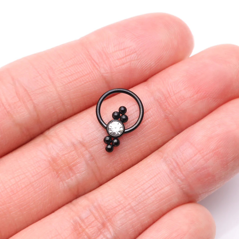 Blackline Royal Bali Essence Beaded Steel Captive Bead Ring - Image 3