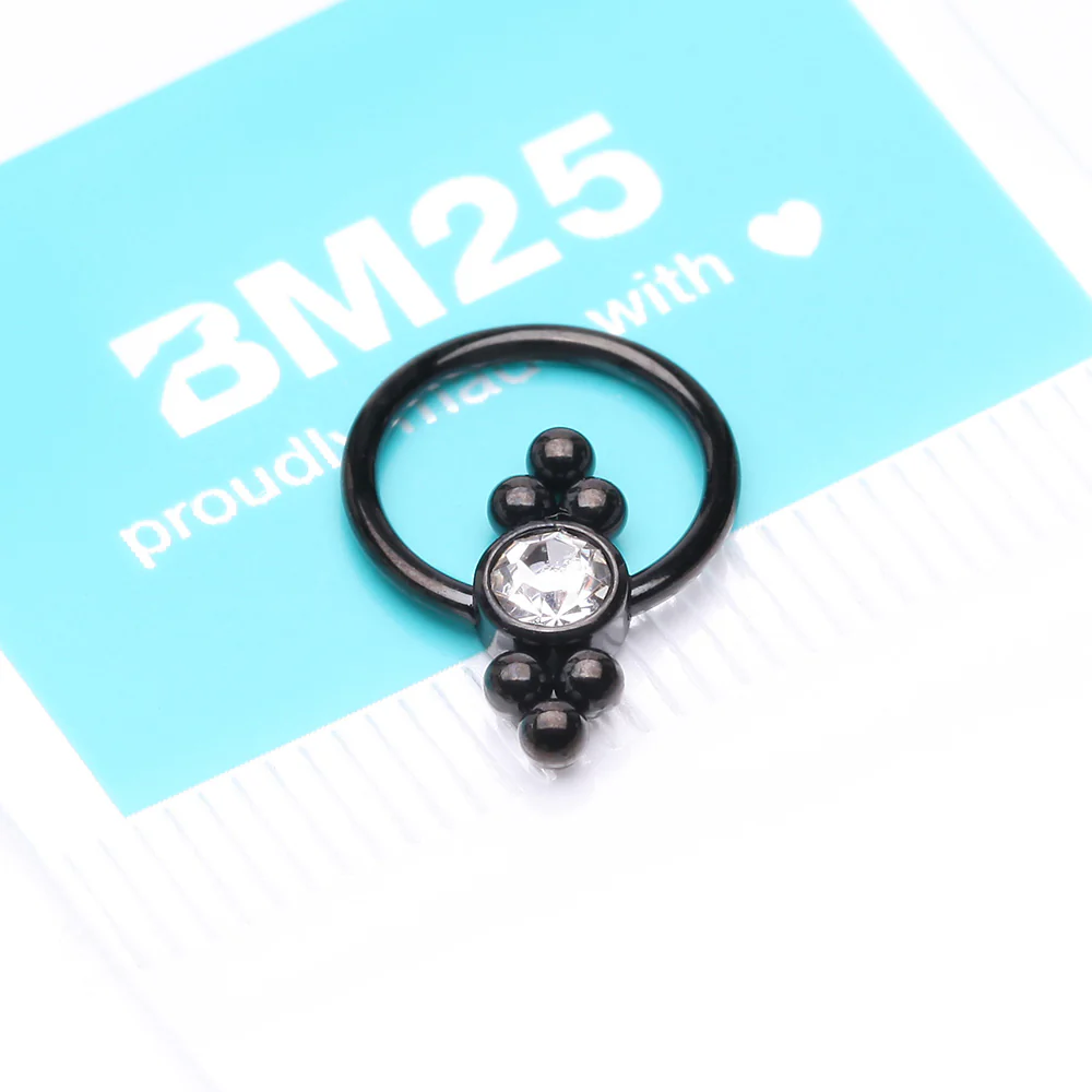 Blackline Royal Bali Essence Beaded Steel Captive Bead Ring - Image 5