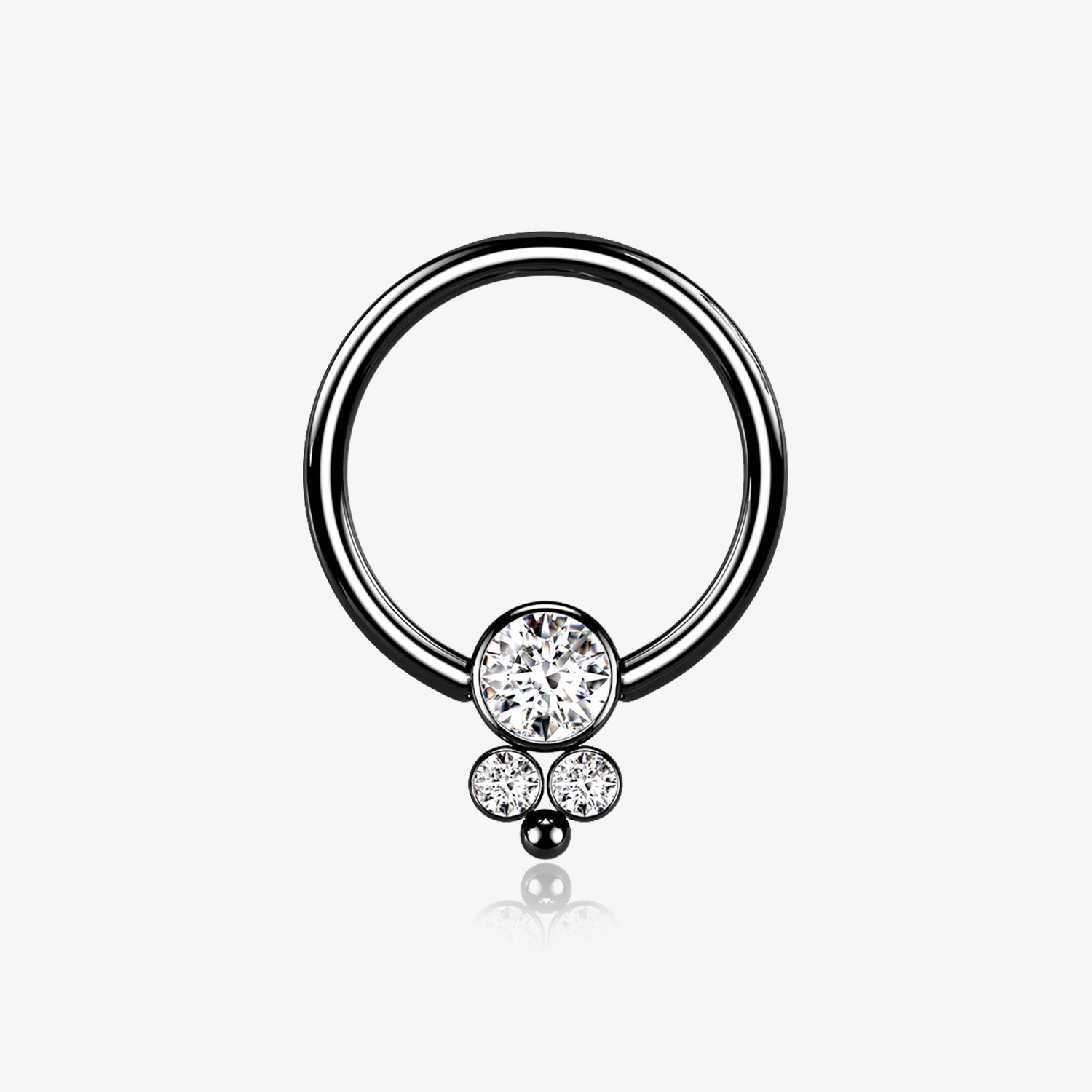 Blackline Royal Bali Sparkle Beaded Steel Captive Bead Ring