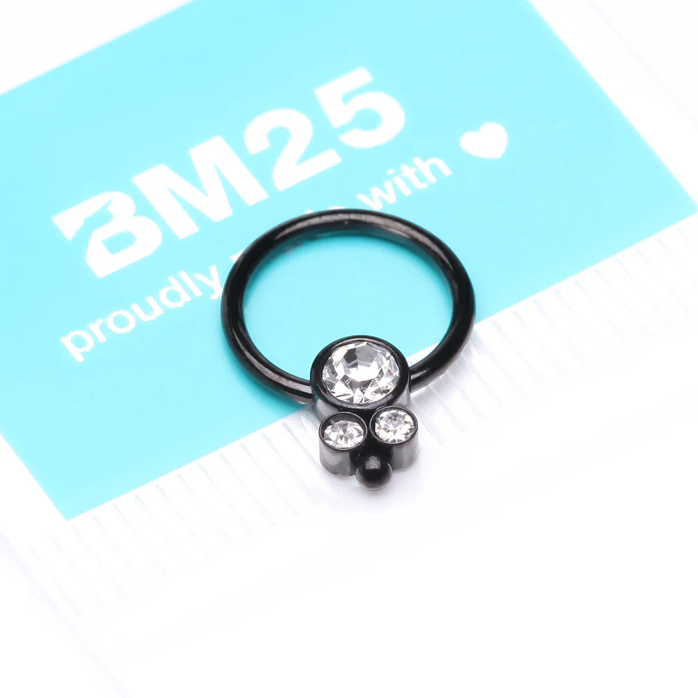 Blackline Royal Bali Sparkle Beaded Steel Captive Bead Ring - Image 5