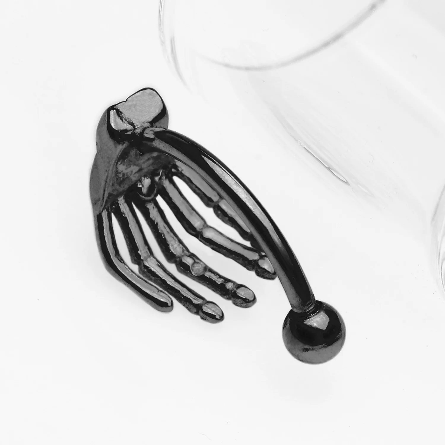 Blackline Skeleton Hand of Death Curved Barbell - Image 2