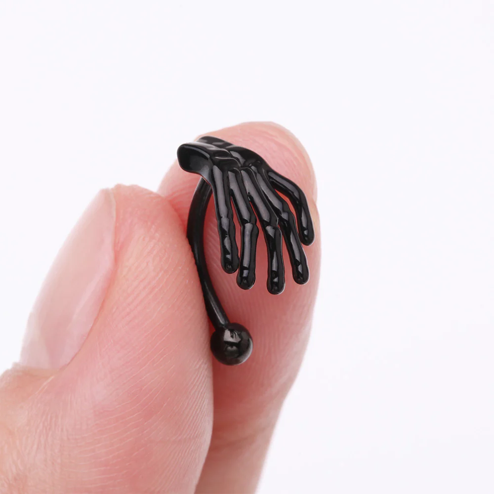 Blackline Skeleton Hand of Death Curved Barbell - Image 3