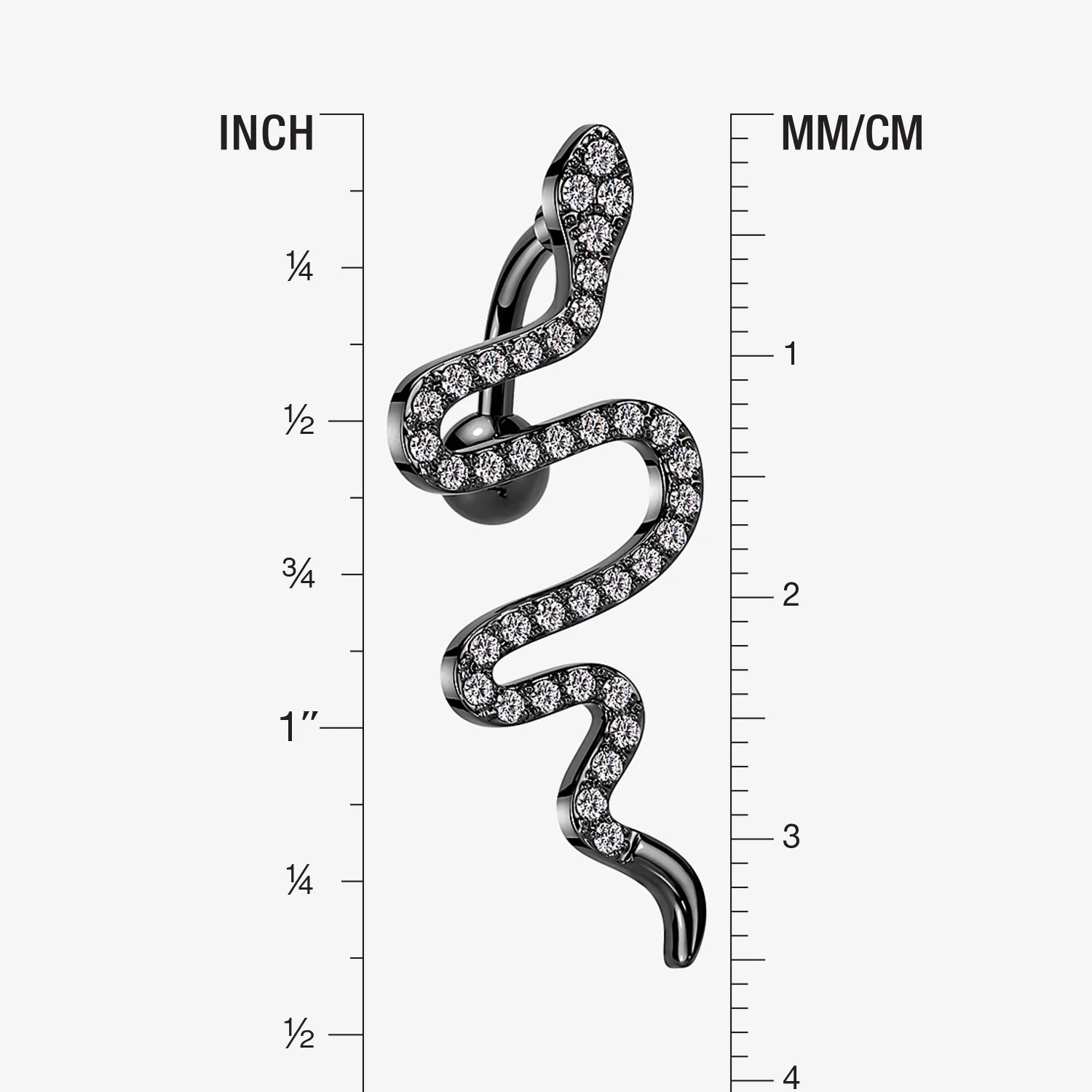 Blackline Snake Sparkle Top Down Reverse Belly Button Ring - Image 2