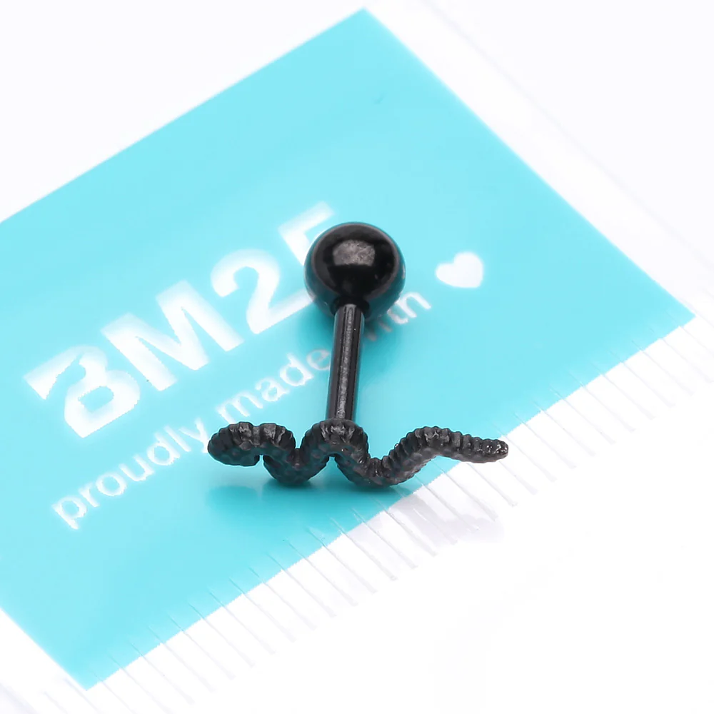 Blackline Snake Swiggle Steel Cartilage Tragus Barbell Stud - Image 4