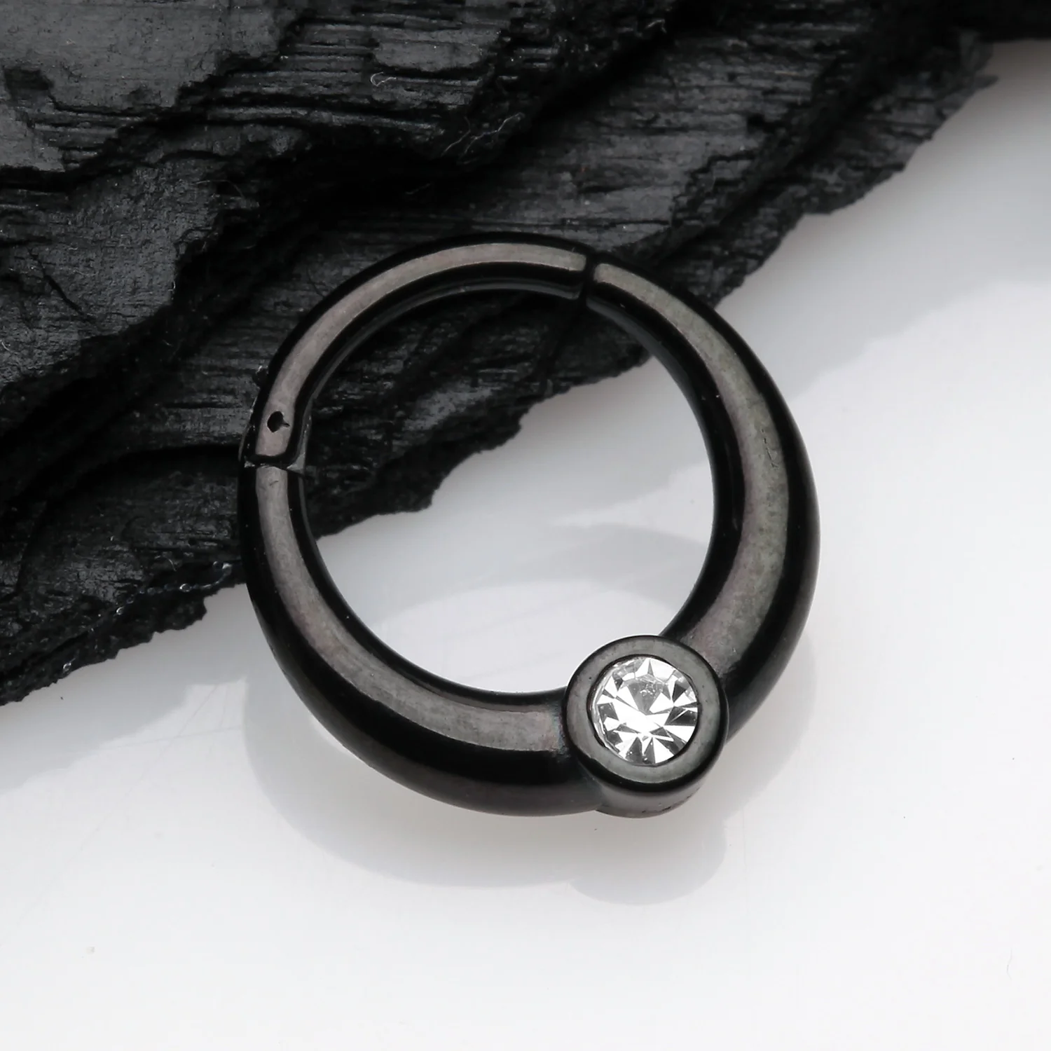 Blackline Sparkle Eclipse Seamless Clicker Hoop Ring - Image 2