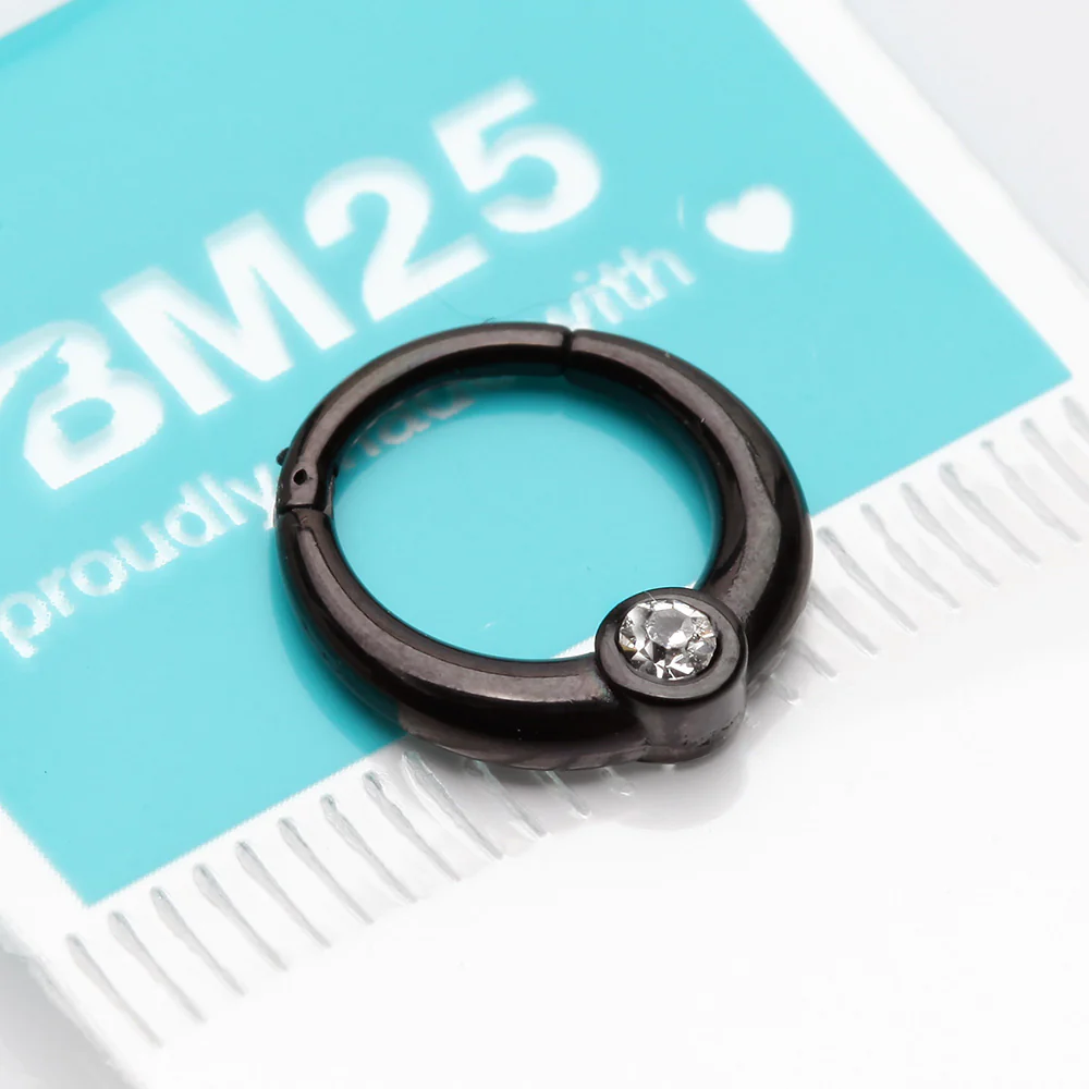 Blackline Sparkle Eclipse Seamless Clicker Hoop Ring - Image 3