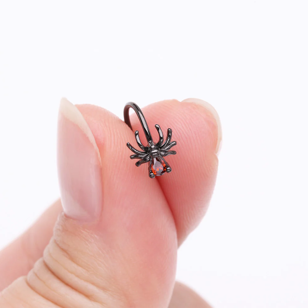 Blackline Spider Sparkle Bendable Hoop Ring - Image 3