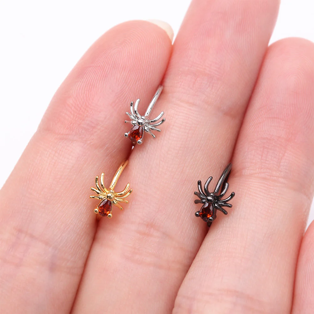 Blackline Spider Sparkle Bendable Hoop Ring - Image 4