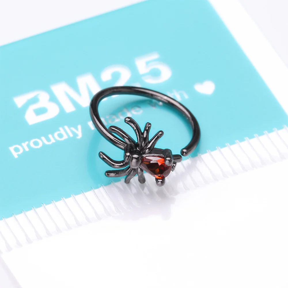 Blackline Spider Sparkle Bendable Hoop Ring - Image 5