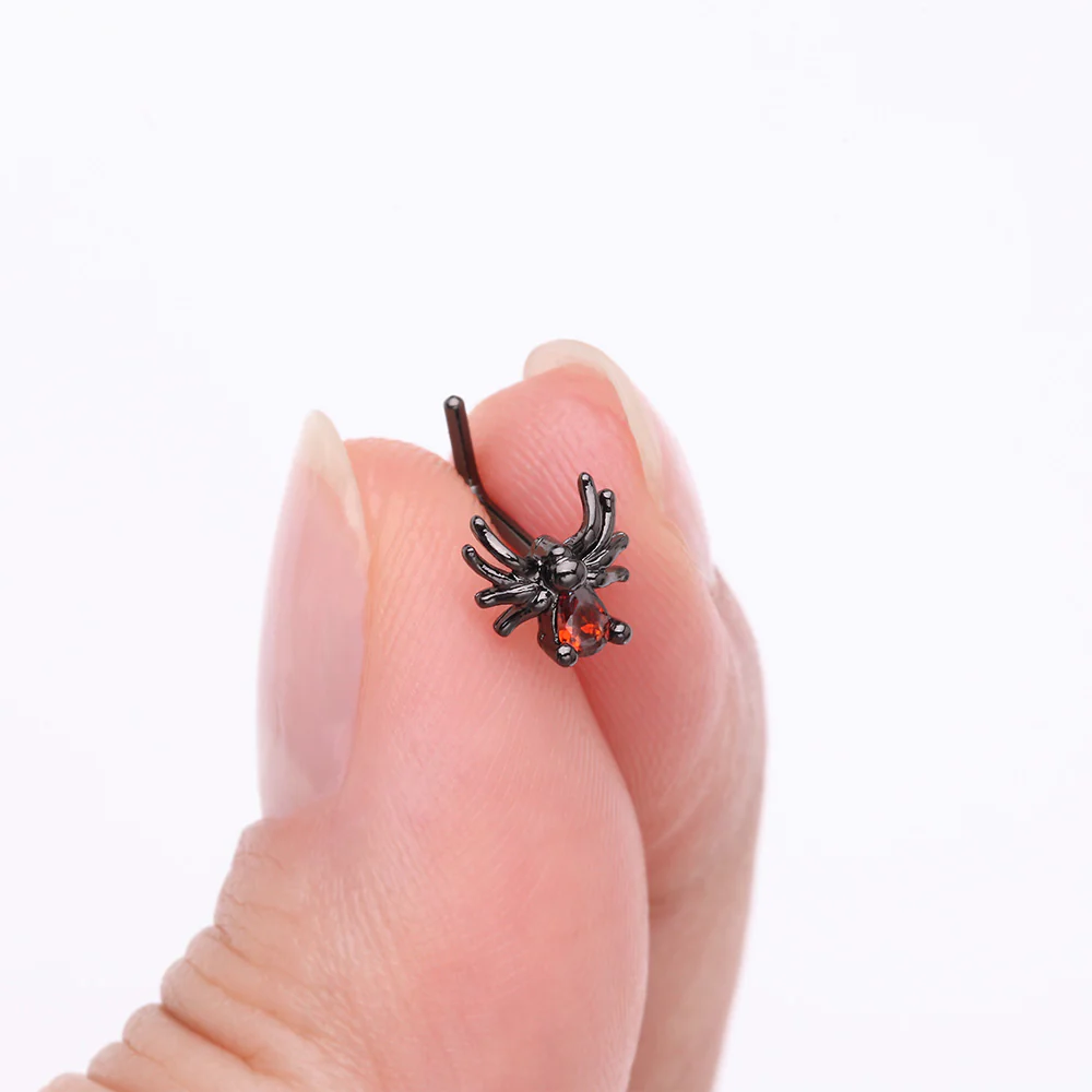 Blackline Spider Sparkle L-Shaped Nose Ring - Image 3