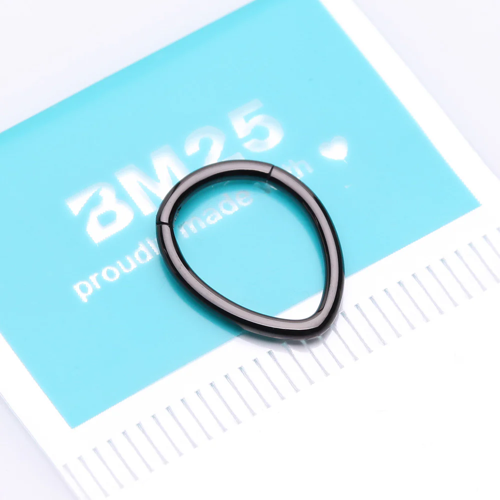 Blackline Teardrop Eggy Steel Seamless Clicker Hoop Ring - Image 3