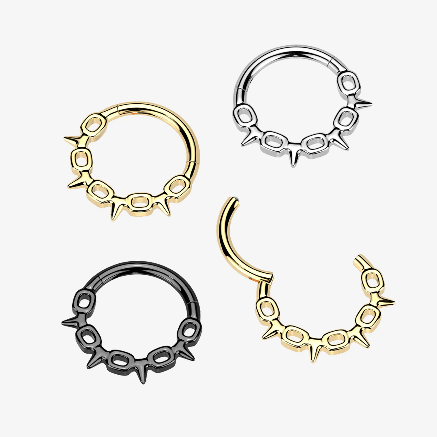 Blackline Thorned Chainlink Clicker Hoop Ring - Image 2
