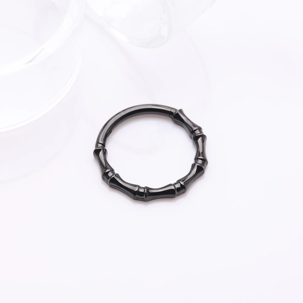 Blackline Tribal Bones Clicker Hoop Ring - Image 3