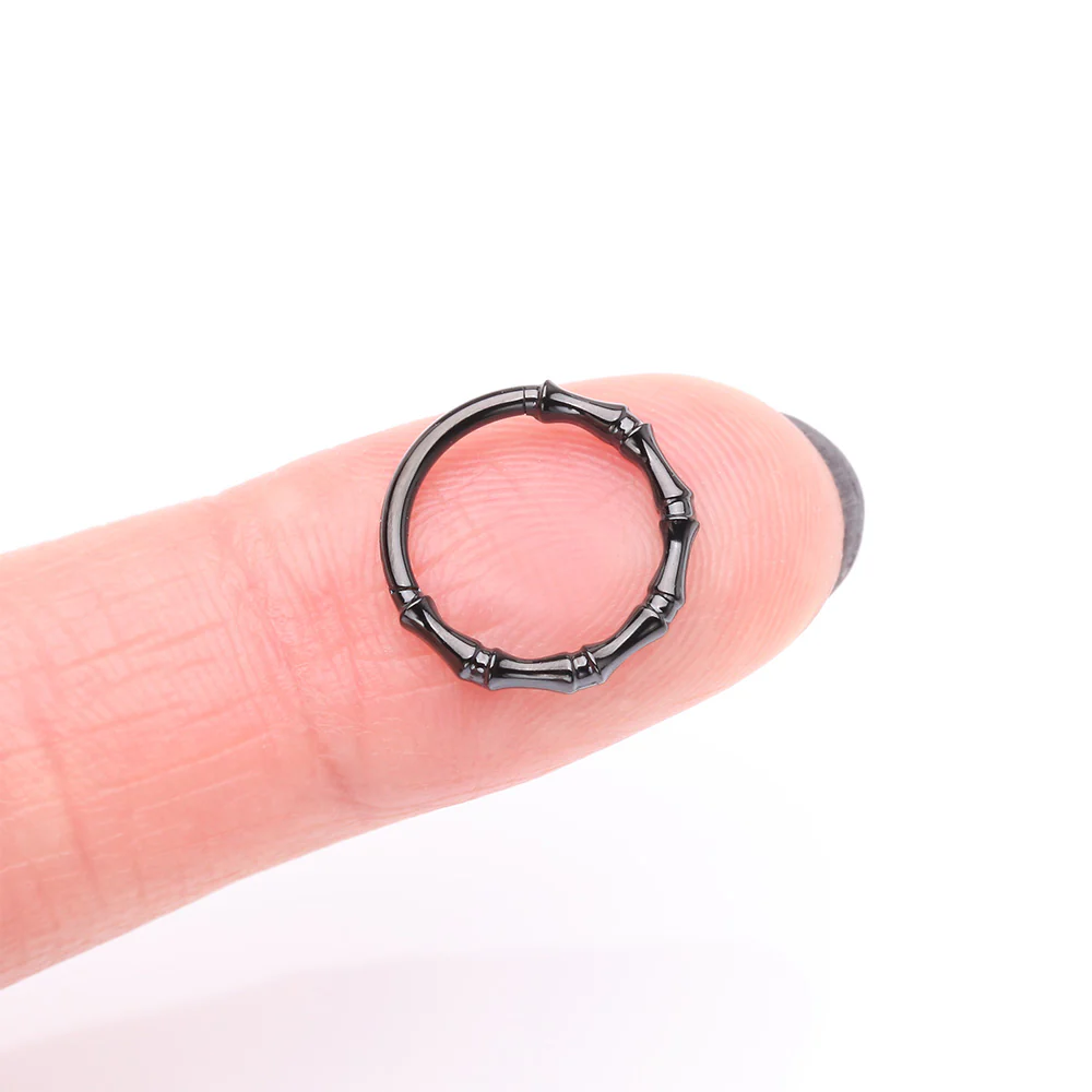 Blackline Tribal Bones Clicker Hoop Ring - Image 4