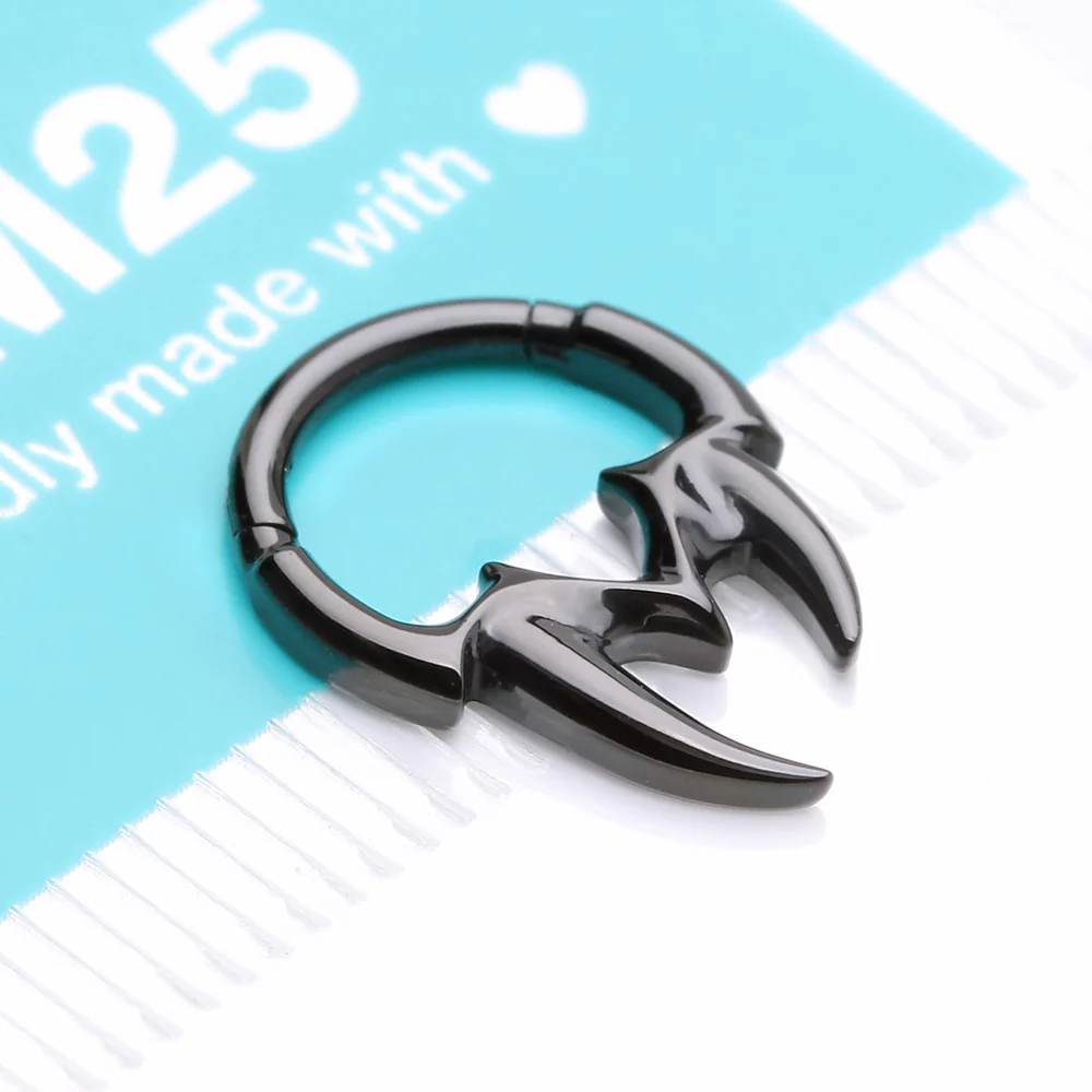 Blackline Tribal Inspired Vicious Fangs Clicker Hoop Ring - Image 5