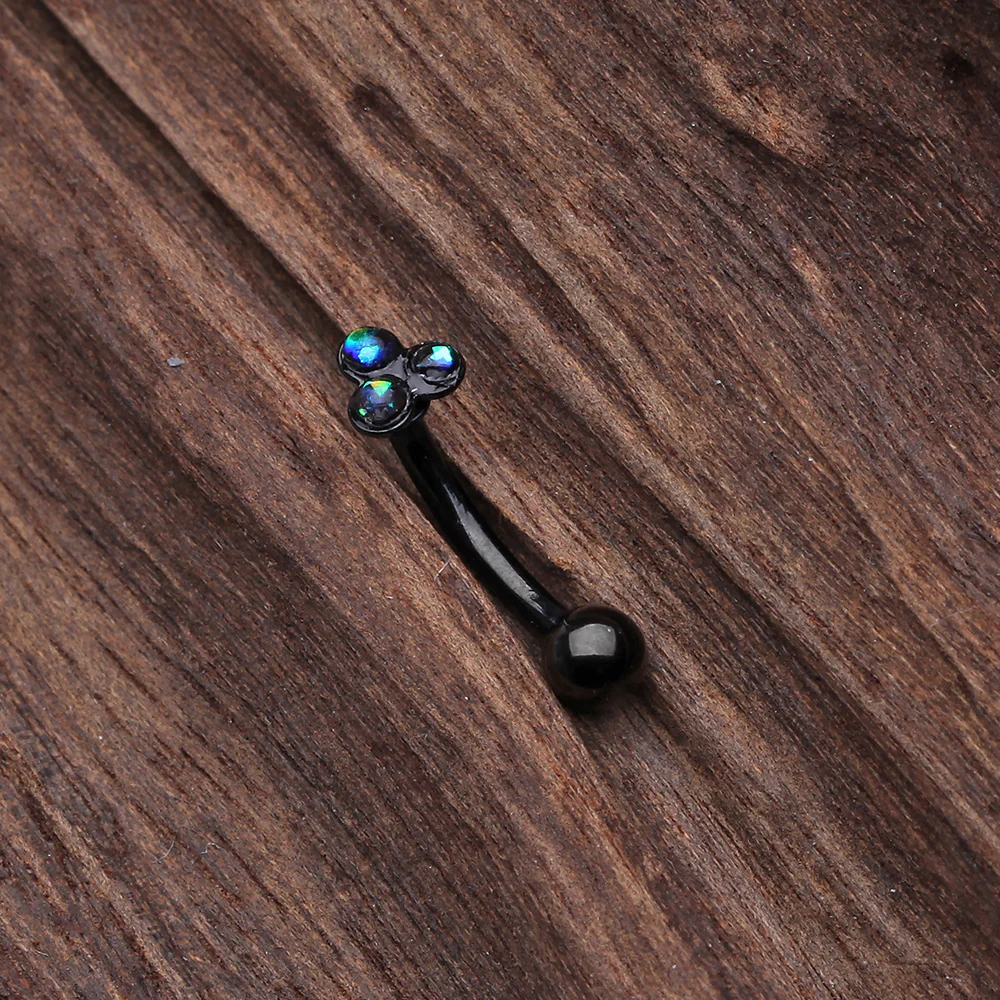 Blackline Trinity Opal Sparkle Curved Barbell Ring - Image 3