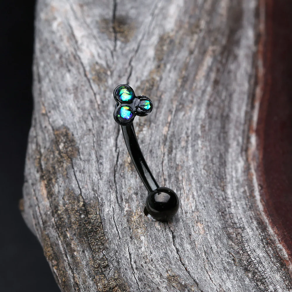 Blackline Trinity Opal Sparkle Curved Barbell Ring - Image 4