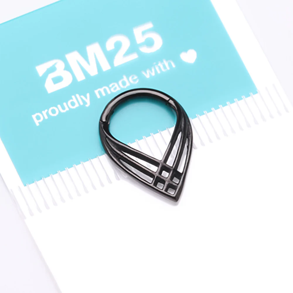 Blackline Triple Cross Weave Clicker Hoop Ring - Image 5