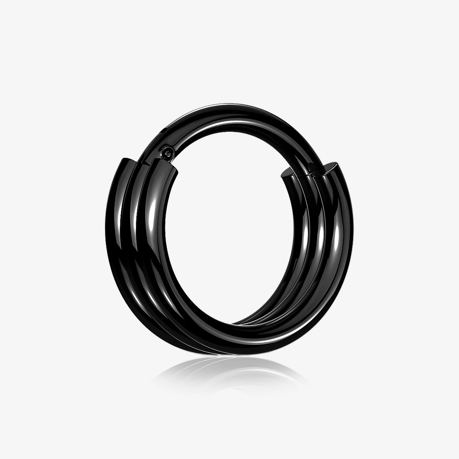 Blackline Triple Stack Hinged Steel Segment Clicker Ring