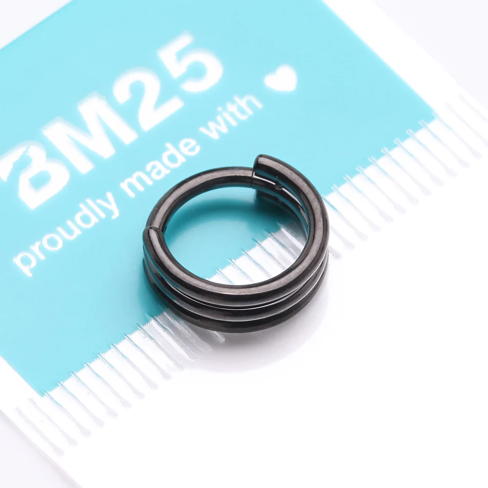 Blackline Triple Stack Hinged Steel Segment Clicker Ring - Image 5