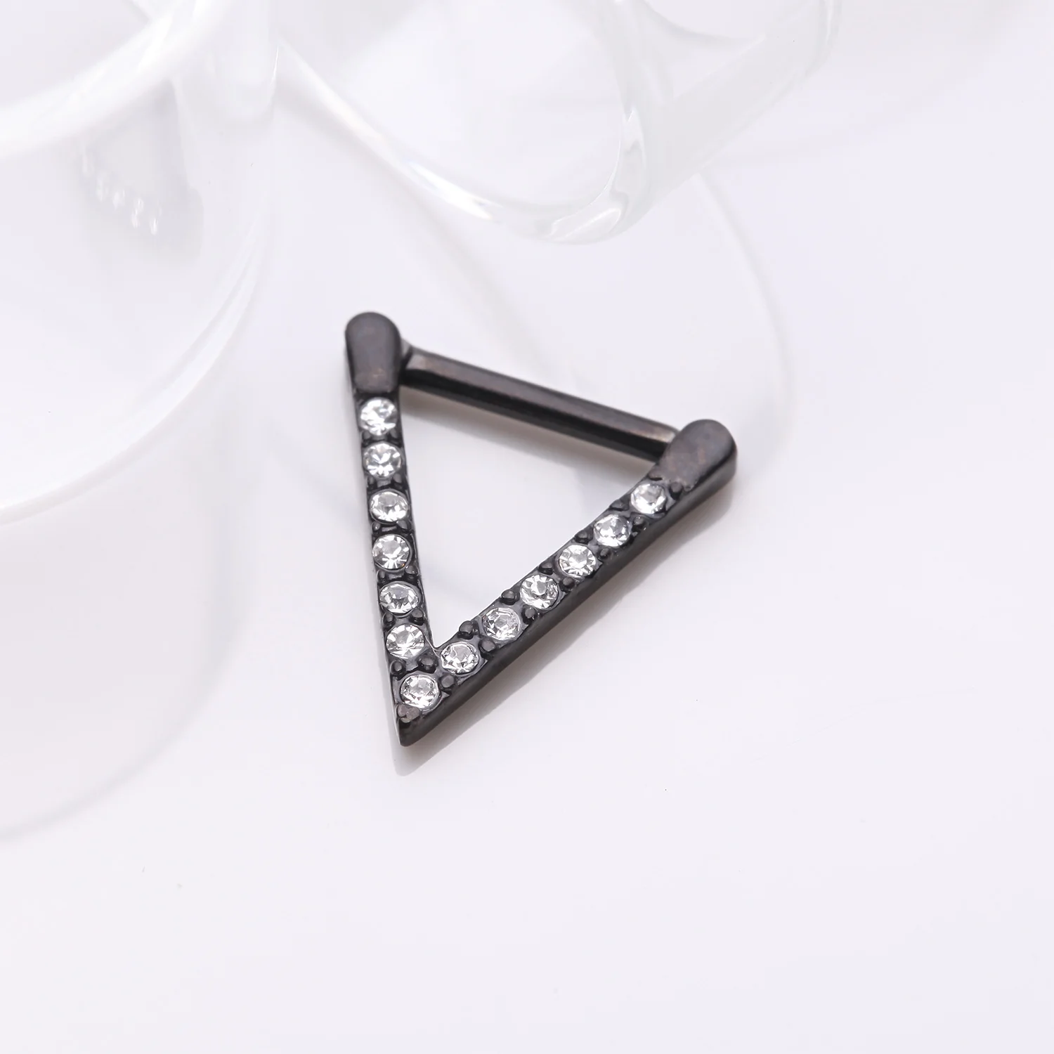 Blackline Urban Chevron Arrow Geometric Triangle Multi-Gem Clicker Hoop Ring - Image 2