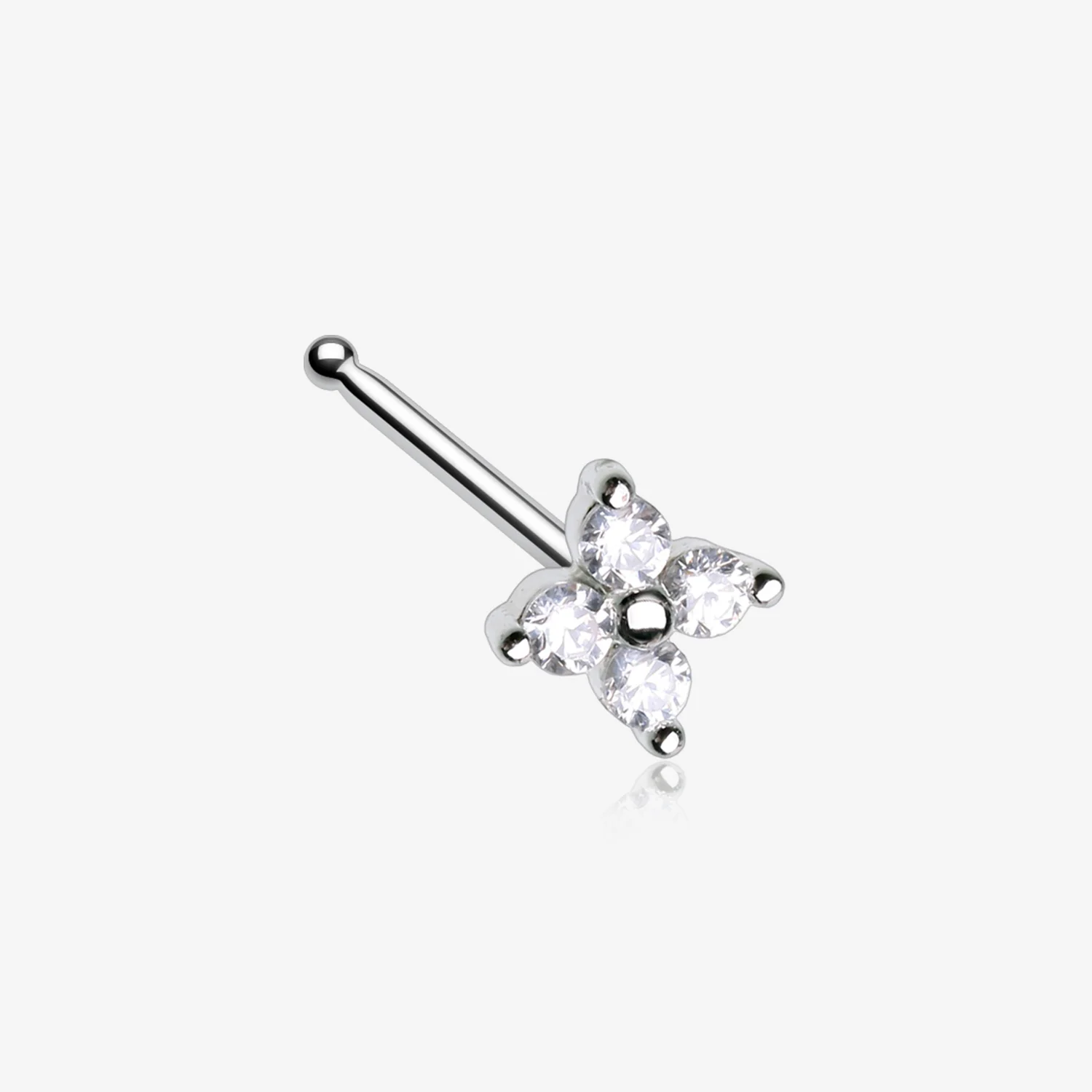 Blooming Sparkle Flower Multi-Gem Nose Stud Ring