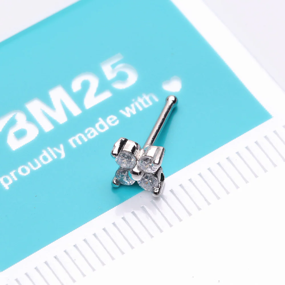 Blooming Sparkle Flower Multi-Gem Nose Stud Ring - Image 3