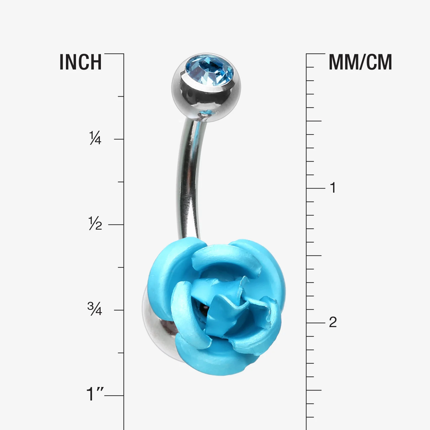 Bright Metal Rose Blossom Belly Button Ring - Image 2
