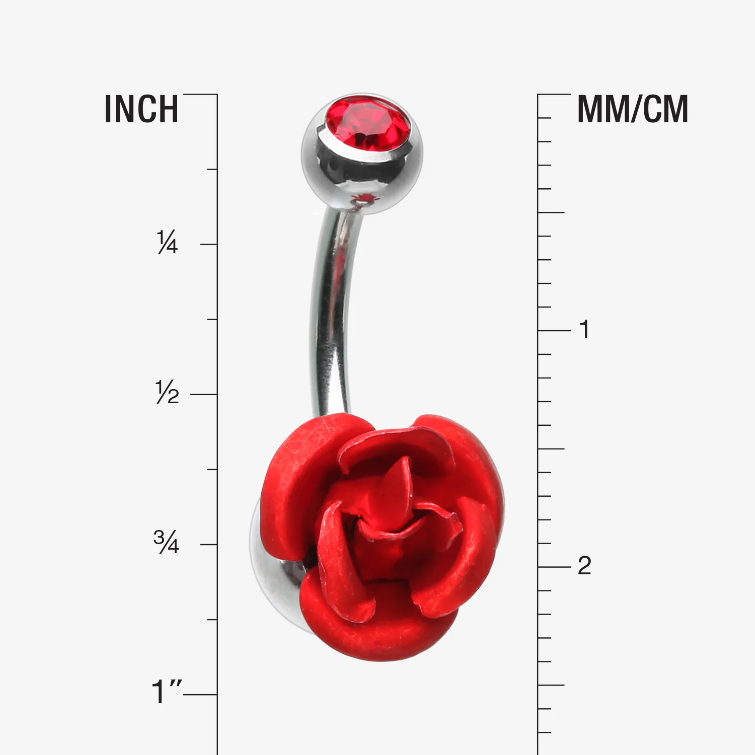 Bright Metal Rose Blossom Belly Button Ring - Image 2
