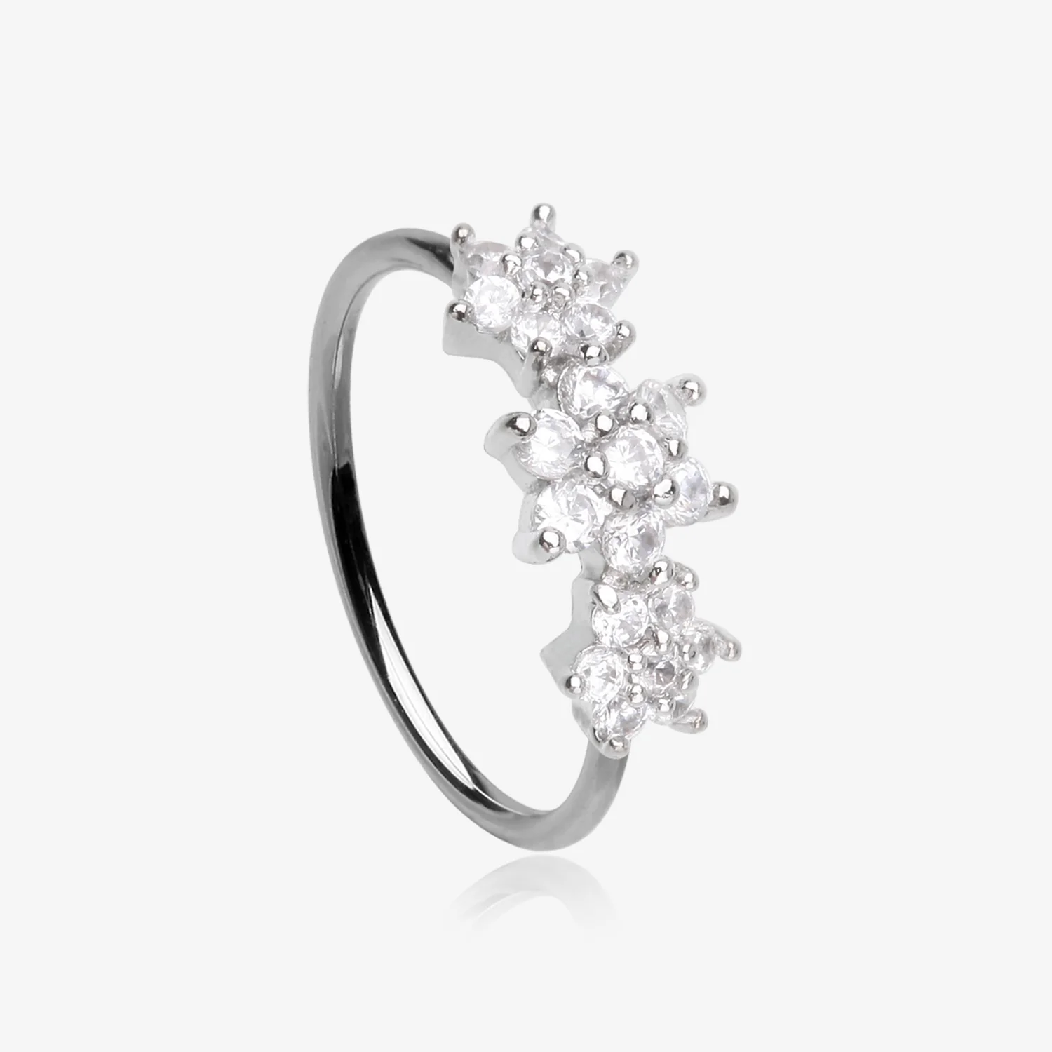 Brilliant Blooming Flower Multi-Gem Bendable Hoop Ring