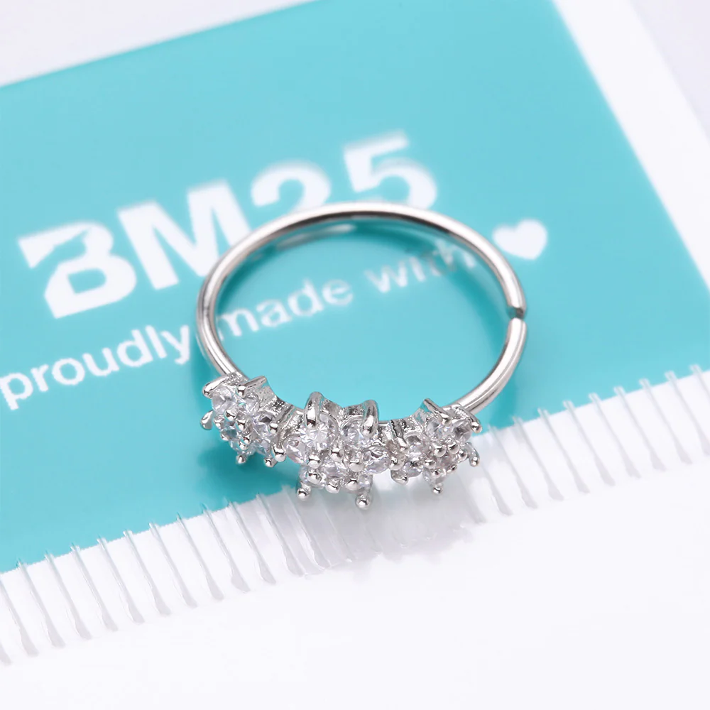 Brilliant Blooming Flower Multi-Gem Bendable Hoop Ring - Image 5