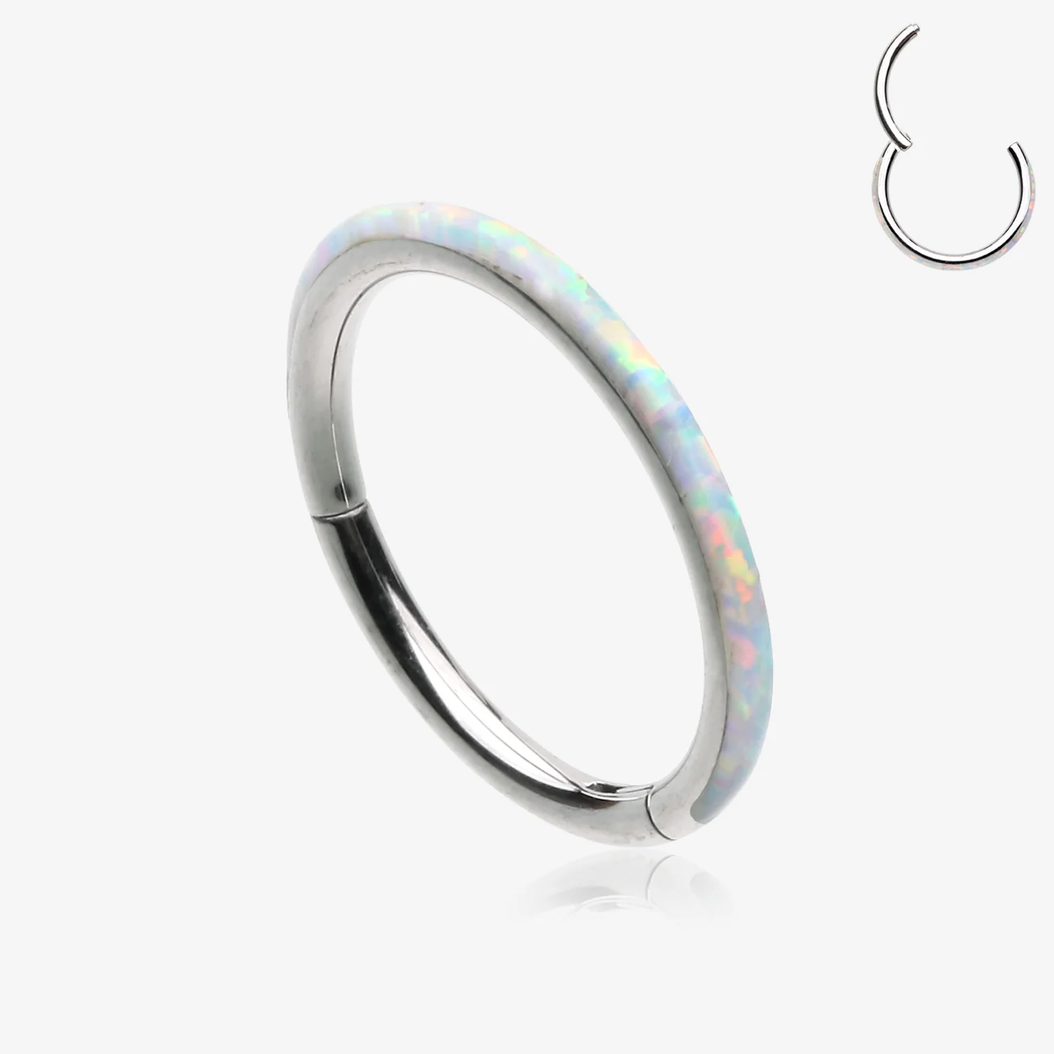 Brilliant Fire Opal Lined Seamless Clicker Hoop Ring