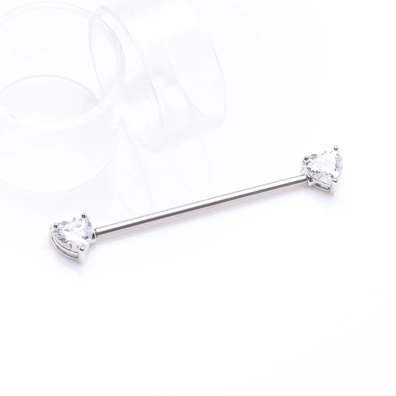Brilliant Heart Sparkle Ends Industrial Barbell - Image 2