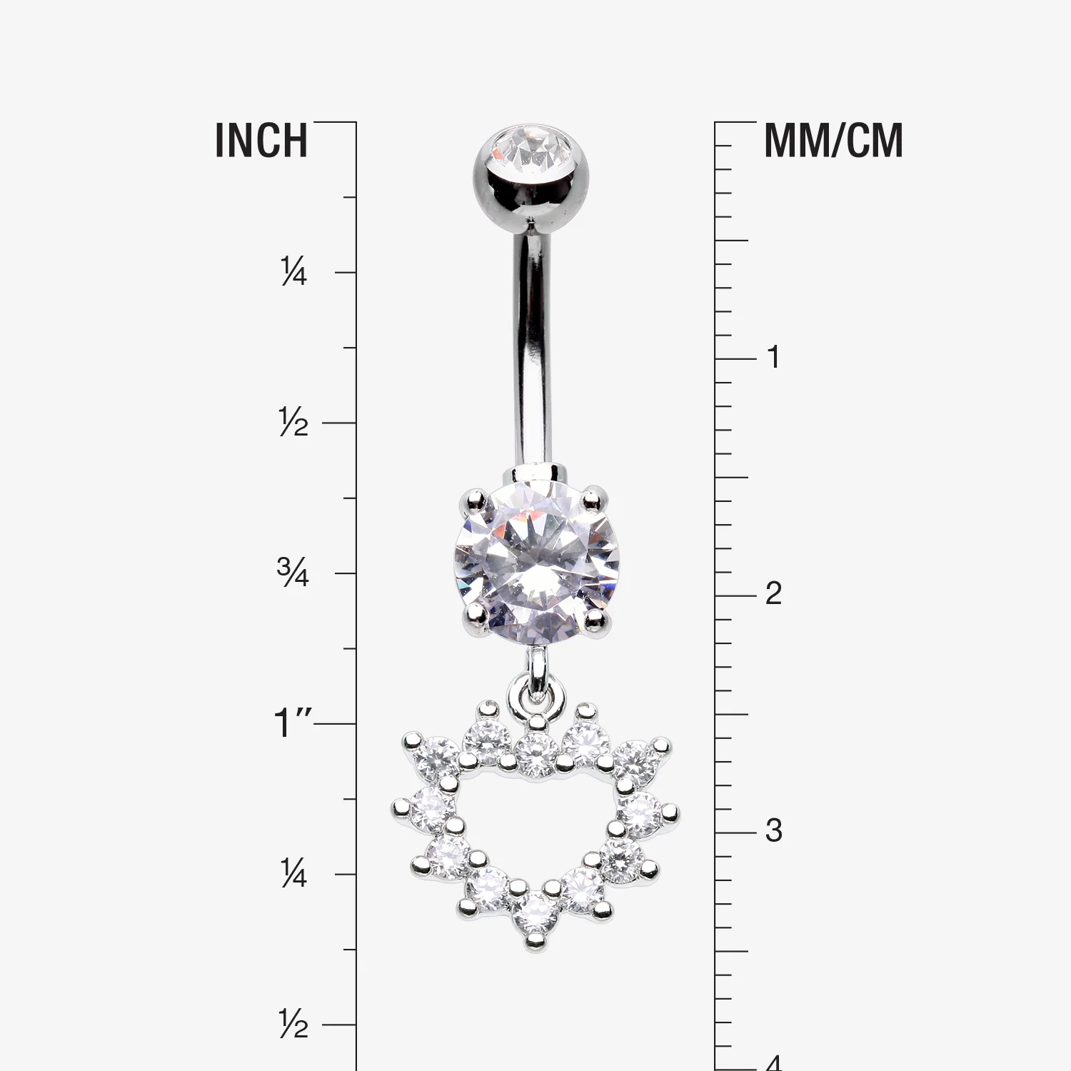 Brilliant Hollow Heart Sparkle Belly Button Ring - Image 2