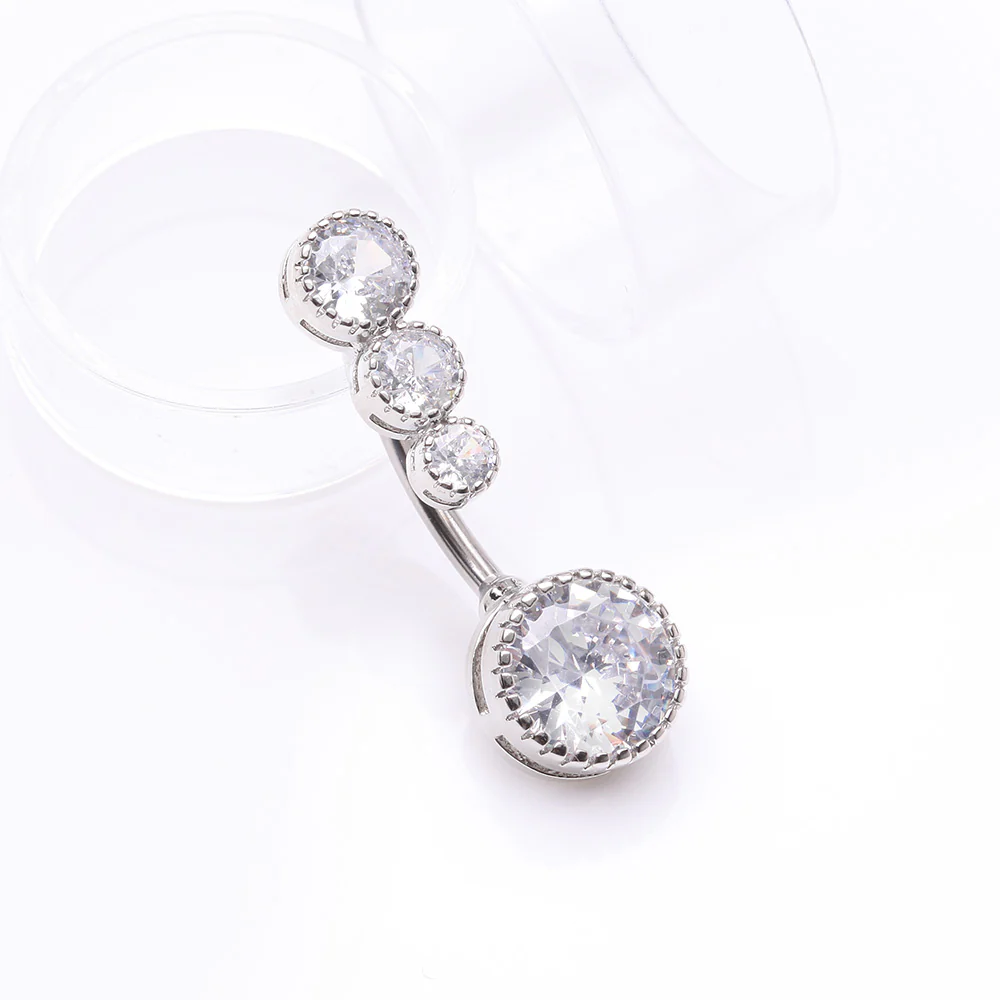 Brilliant Sparkle Cascading Dew Drop Top Belly Button Ring - Image 3