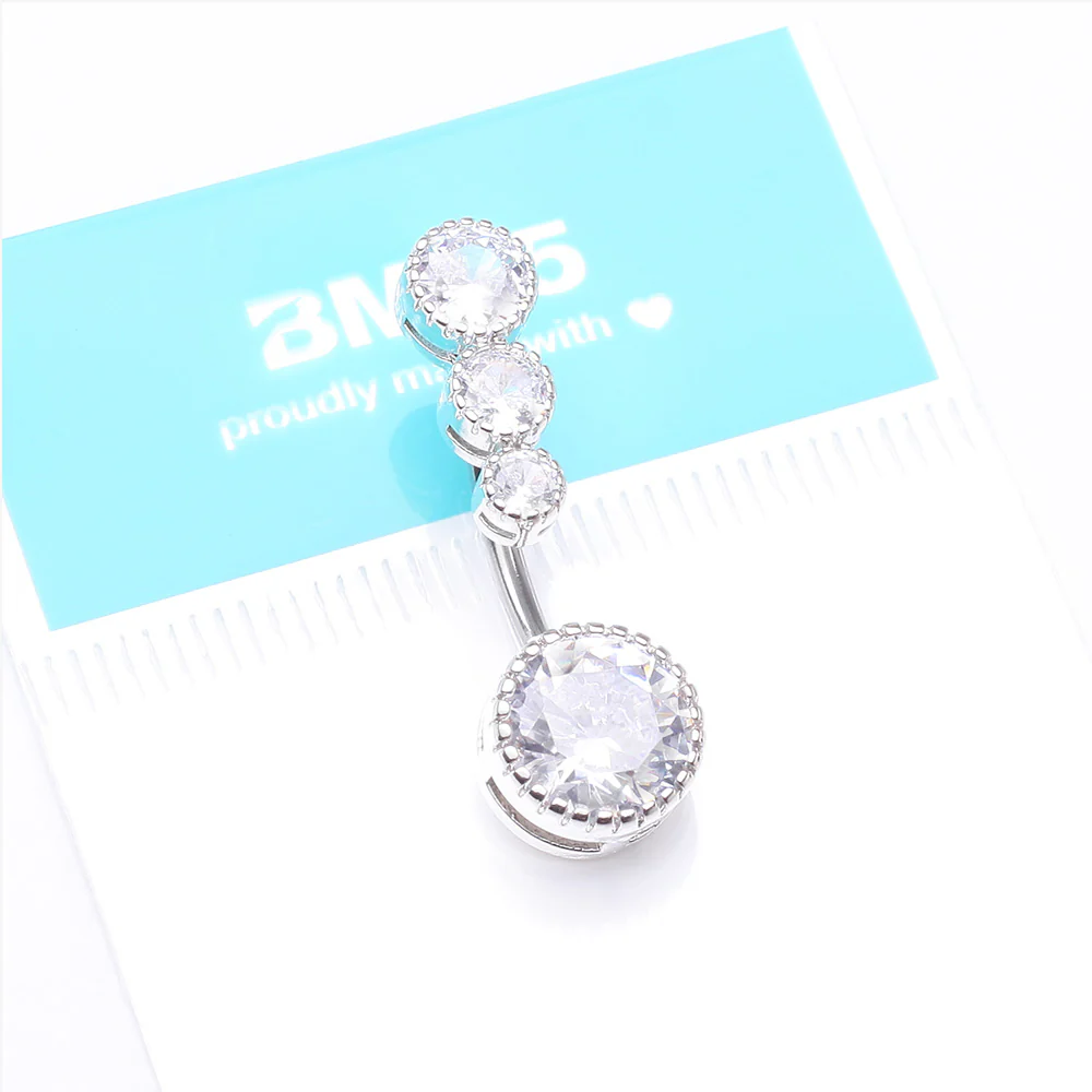 Brilliant Sparkle Cascading Dew Drop Top Belly Button Ring - Image 5
