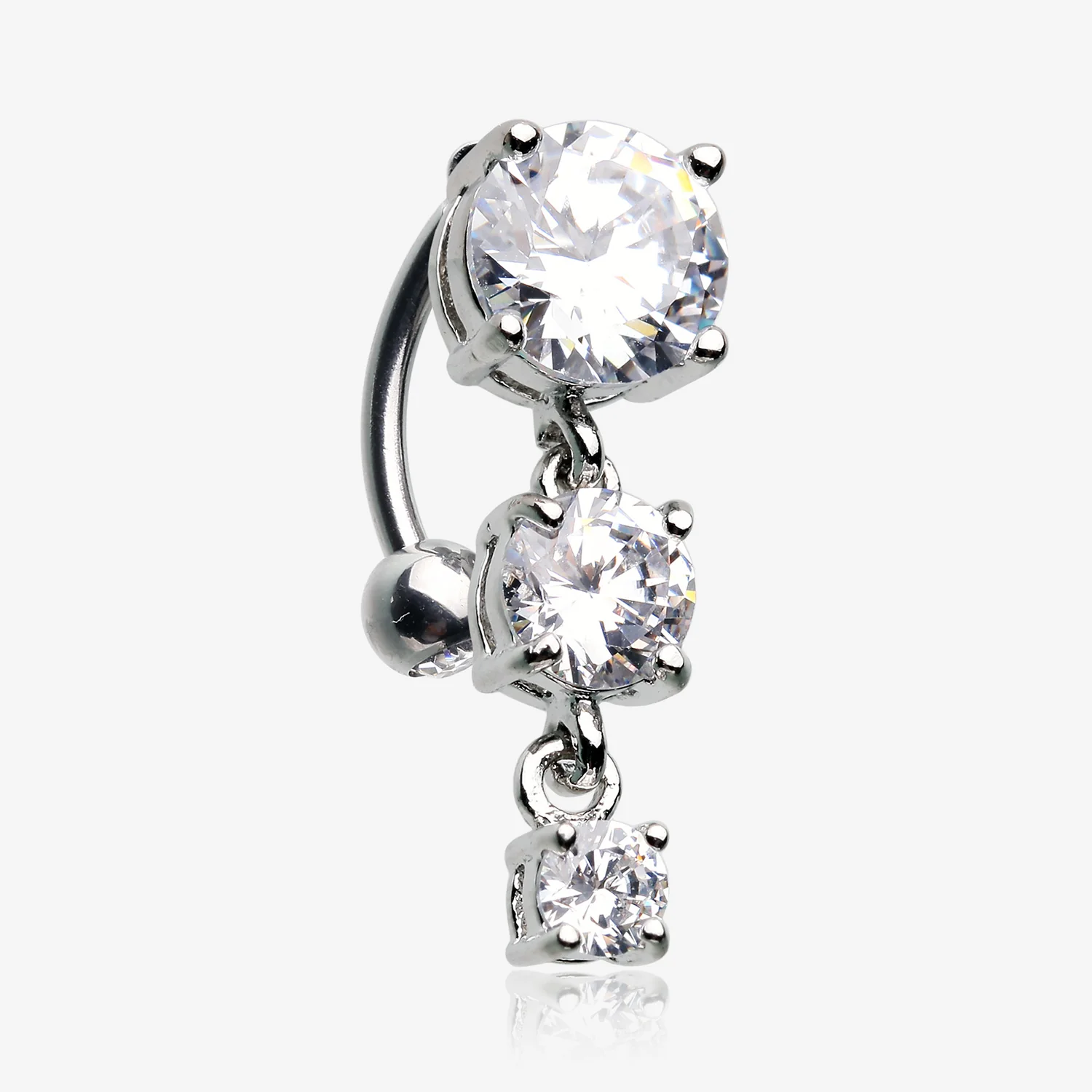 Brilliant Sparkle Cascading Gem Reverse Belly Button Ring