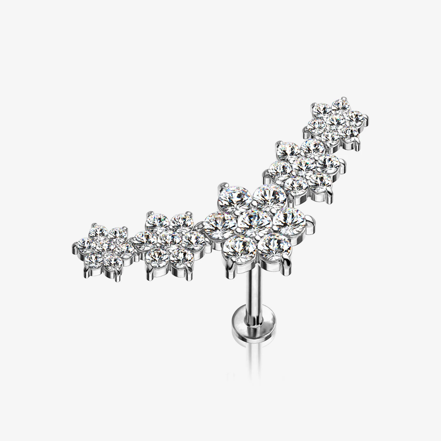 Brilliant Sparkle Flower Journey Top Internally Threaded Steel Labret