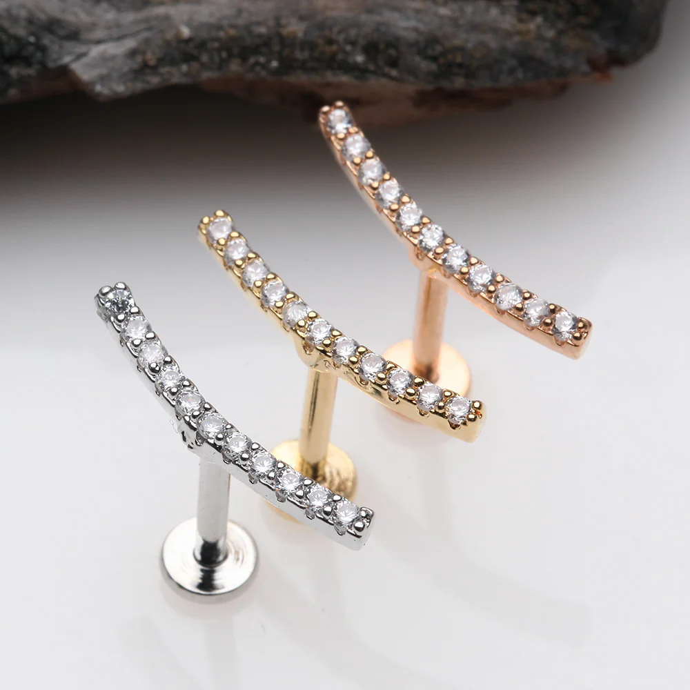 Brilliant Sparkle Gems Journey Top Internally Threaded Steel Labret - Image 3