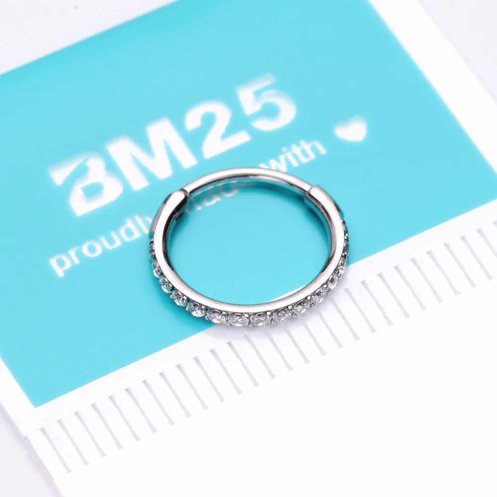 Brilliant Sparkle Gems Lined Clicker Hoop Ring - Image 5