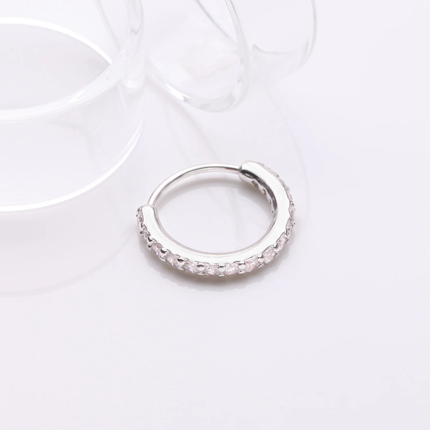 Brilliant Sparkle Gems Lined Steel Bendable Hoop Ring - Image 2