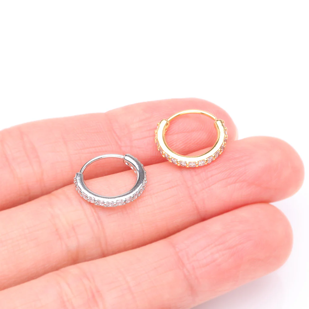 Brilliant Sparkle Gems Lined Steel Bendable Hoop Ring - Image 4