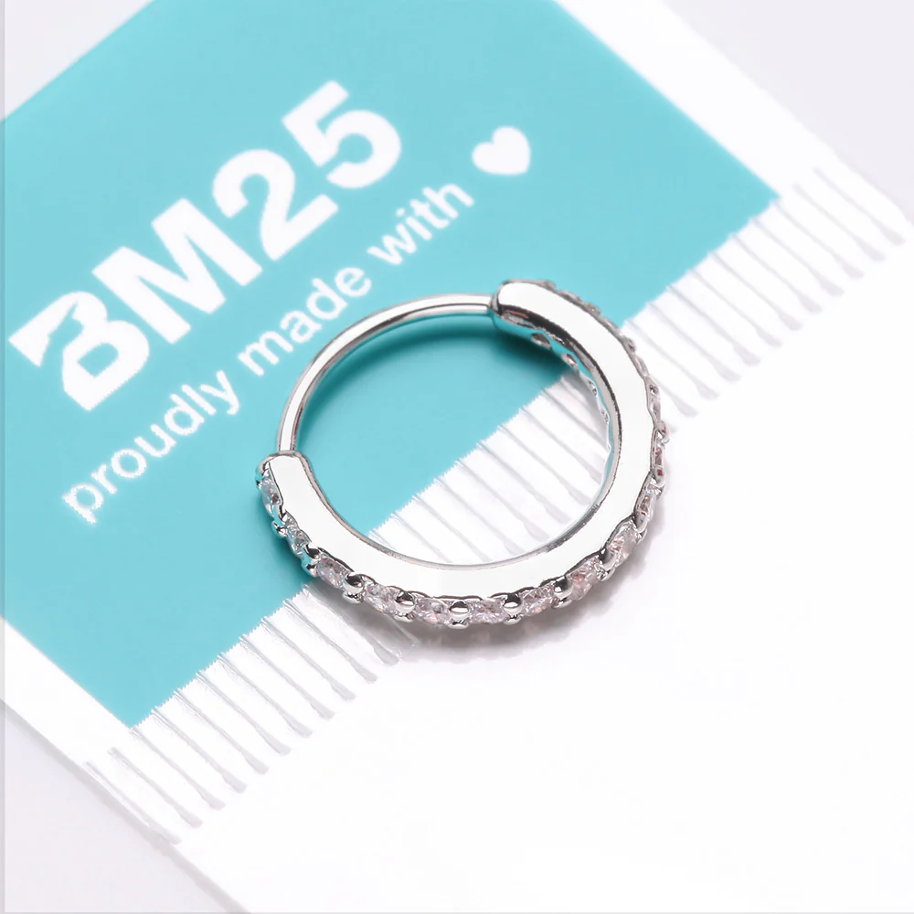 Brilliant Sparkle Gems Lined Steel Bendable Hoop Ring - Image 5