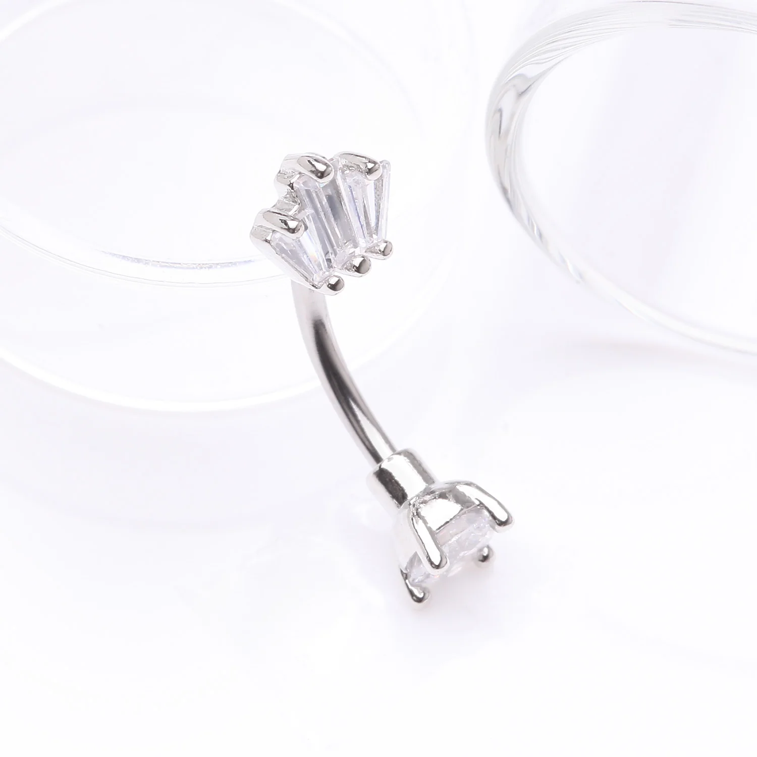 Brilliant Sparkle Majestic Gem Top Curved Barbell - Image 2