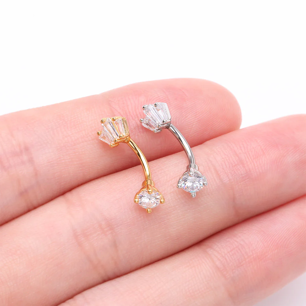 Brilliant Sparkle Majestic Gem Top Curved Barbell - Image 4