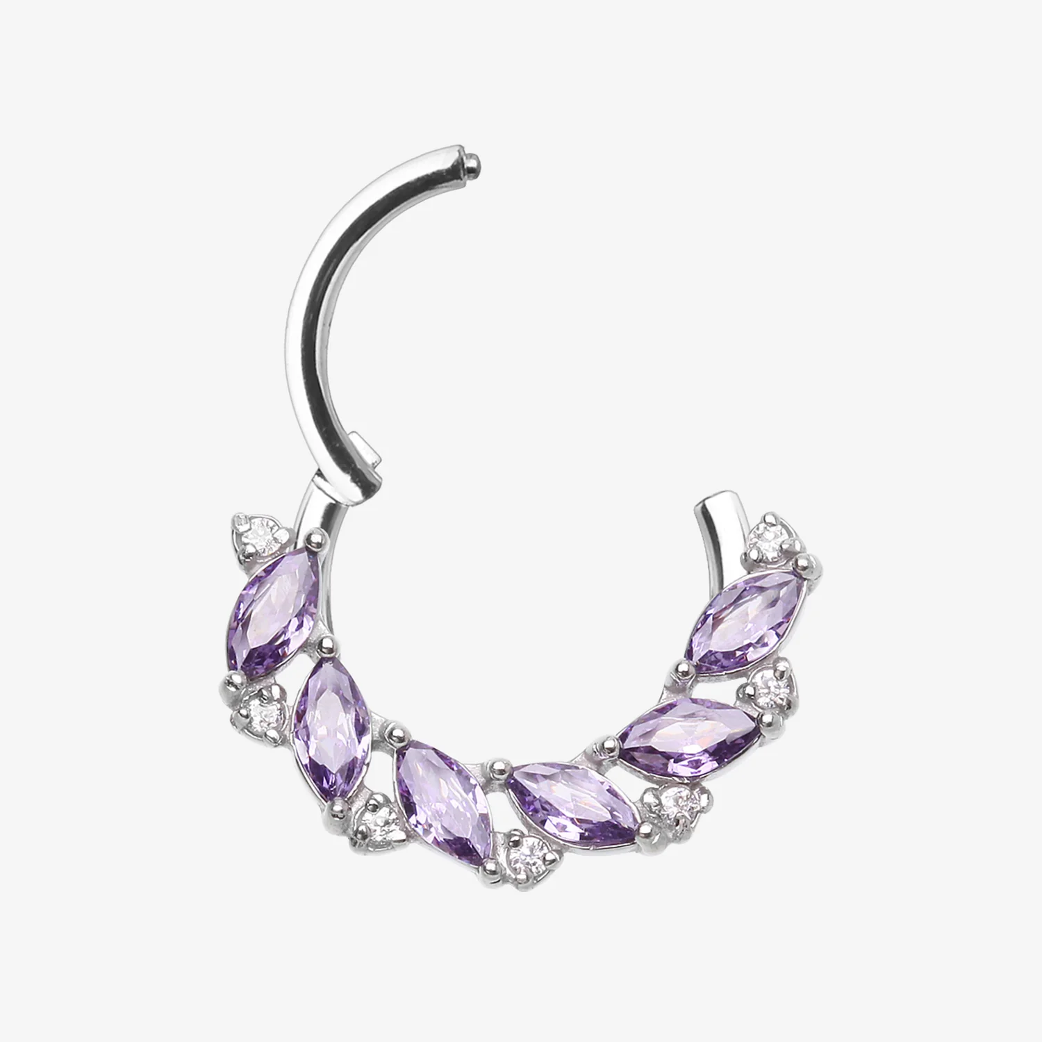 Brilliant Sparkle Marquise Weave Wreath Clicker Hoop Ring - Image 2